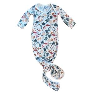 Copper Pearl Newborn Knotted Gown Mushroom Forest Print Long Sleeve Sleeper